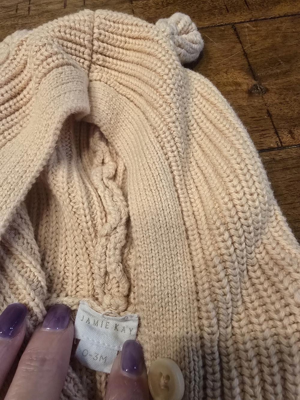 Jamie Kay Peach Knit Hooded Cardigan with Ear Detail - Picture 7 of 10